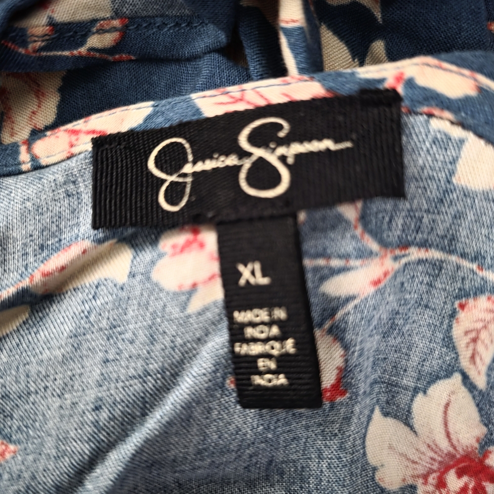 Jessica Simpson Floral Button-Up Rumper in Chambray Blue